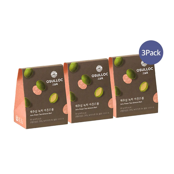 [3 Pack] OSULLOC Jeju Green Tea Almond Ball 20 balls (80g x 3 Pack)