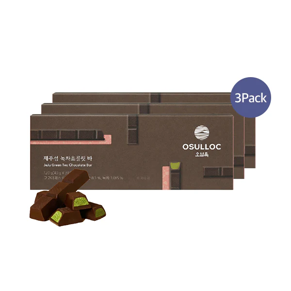 [3 Pack] OSULLOC Jeju Green Tea Chocolate Bar (120g x 3 Pack) 